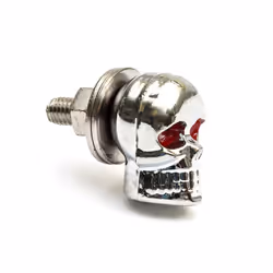 Motorcycle Bike Plastic Chrome Skull License Plate Bolt On Screw On Frame Nut