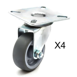 50mm Steel Braked Unbraked Swivel Castors 100KG - 4 Braked