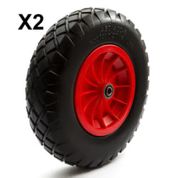 2 x PU 16'' 4.80-8 4.00-8 Tyre 8'' Wheel Puncture Proof & Solid Wheelbarrow Cart