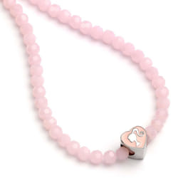Barbie? Pink Beaded Necklace with Heart Shaped Silhouette Charm  One Size  Zinc  BMN00006