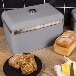 Swan Kitchen Appliance Retro GREY Bread Bin & 3 Canisters Storage Containers Set