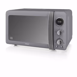 NEW Swan Kitchen Retro Set -GREY Microwave,1.5L JUG Kettle & 2 slice Toaster