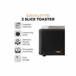 Cavaletto Black Rose Gold 1.7L Pyramid Kettle, 2 Slice Toaster And Canisters Set