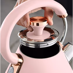 Pink & Rose Gold Cavaletto Pyramid Kettle, 2 slice Toaster Bread Bin & Canisters