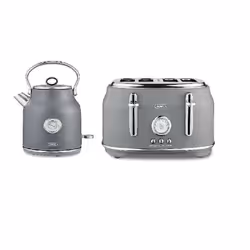 Tower Renaissance 1.7 Litre 3kW Quiet Boil Kettle and 4 Slice Toaster Matt Grey