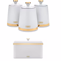 TOWER White Breadbin Canisters Set Cavaletto 3 Storage Jars Coffee Tea Sugar