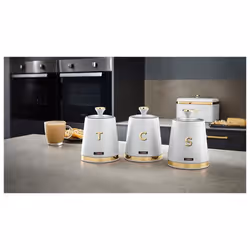 TOWER White Breadbin Canisters Set Cavaletto 3 Storage Jars Coffee Tea Sugar