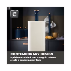 TOWER Kitchen Midnight Blue & Rose Gold Cavaletto Kitchen Roll Holder Towel Pole