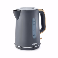 Tower Grey Kettle Rapid Boil Scandi Wood Accents 3kW Quick Boil Cordless