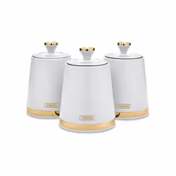 TOWER White Canisters Set 3 Cavaletto Storage Jars Kitchen Set Tea Coffee Sugar