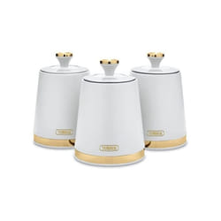 TOWER White Canisters Set 3 Cavaletto Storage Jars Kitchen Set Tea Coffee Sugar