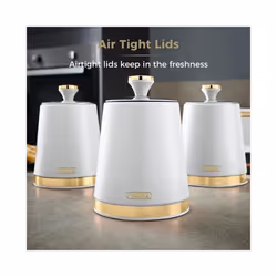 TOWER White Canisters Set 3 Cavaletto Storage Jars Kitchen Set Tea Coffee Sugar