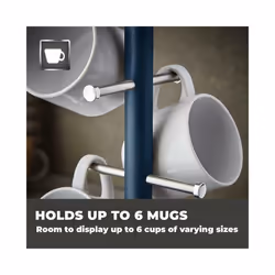 Tower Kitchen Stylish Cavaletto Midnight Blue Rose Gold Mug Tree Cup Holder Rack