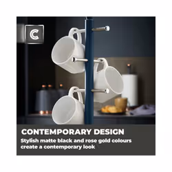 Tower Kitchen Stylish Cavaletto Midnight Blue Rose Gold Mug Tree Cup Holder Rack