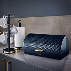 Tower Stylish EMPIRE Bronze Midnight BLUE Roll top Stainless Steel Bread bin