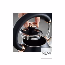 Tower Black & Rose Gold Cavaletto Pyramid Kettle 2 Toaster Bread Bin Canisters