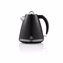 Swan Kitchen Appliance Retro Set BLACK 1.5L JUG Kettle & 2 slice Toaster