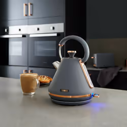 Tower Cavaletto 3kW Pyramid Kettle 2 Slice Toaster, 3 Canisters GREY & Rose Gold
