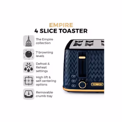 Tower EMPIRE Midnight BLUE Kettle 4 Slice Toaster Canisters Towel Pole Mug Tree