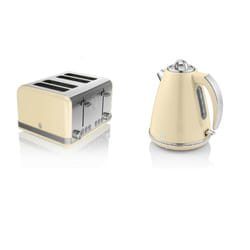 Swan Kitchen Appliance Retro 1.5L 3kW Cream Jug Kettle & 4 Slice Toaster Set
