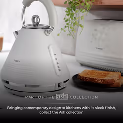 Kettle Toaster Set Matte Grey 1.7L 3kW Pyramid Rapid Boil 2 Slice Tower ASH