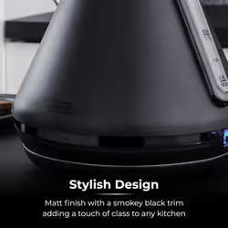 Black Pyramid Kettle 1.7L 3kW Tower Sera Rapid Boil Filter Smoked Black Trim