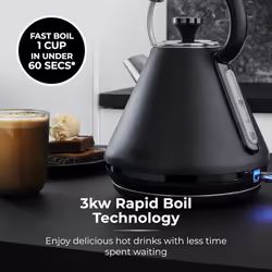 Black Pyramid Kettle 1.7L 3kW Tower Sera Rapid Boil Filter Smoked Black Trim