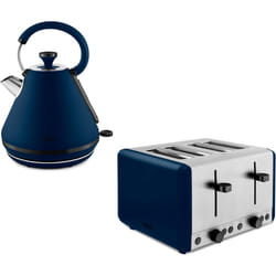 Blue Pyramid Kettle Toaster Set Tower Sera 1.7L 3000W 4 Slice Smoked Black Trim