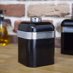 3 Black Canisters Tea Coffee Food Storage Jars Swan Kitchen Retro Set
