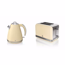 SWAN RETRO CREAM 1.5 Litre Jug Kettle & CREAM 2 Slice Toaster Set