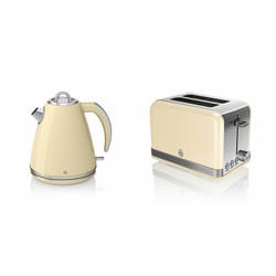 SWAN RETRO CREAM 1.5 Litre Jug Kettle & CREAM 2 Slice Toaster Set