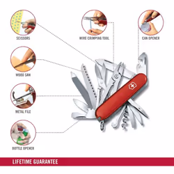 Victorinox Handyman Swiss Army Pocket Knife, Medium, Multi Tool, 24 Functions, Large Blade, Metal Saw, Red