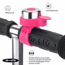 Scooters | Bike/Scooter Plain Handlebar Bell | Kids Bike Accessories | Loud | Waterproof | Boys & Girls | Pink