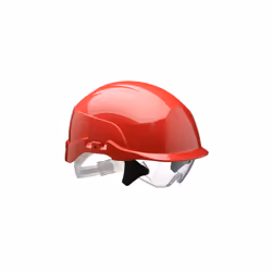 CENTURION SPECTRUM SAFETY HELMET WITH INTEGRATED EYE PROTECTION RED