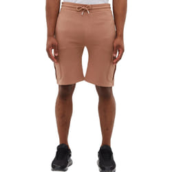 Men Fleece Cargo Shorts Elasticated Waist Gym Pant - Clay, S