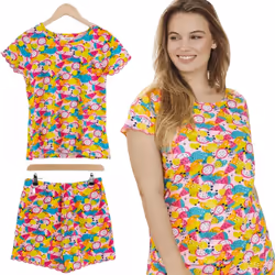 Ladies Pyjama Set Short Pjs Cotton Nightwear - L