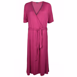 Womens Summer V Neck Long Maxi Beach Holiday Dress - PInk, M