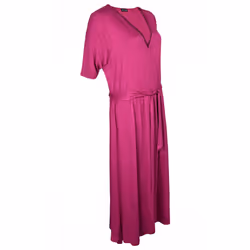 Womens Summer V Neck Long Maxi Beach Holiday Dress - PInk, M