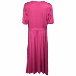 Womens Summer V Neck Long Maxi Beach Holiday Dress - PInk, L