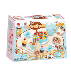 Vinsani 54pc Birthday Cream Fruit Cake Kids Childrens Pretend Play Party Cake Set