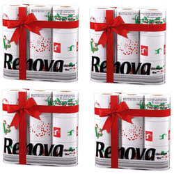 Renova White Print 2 Ply Christmas Xmas Toilet Tissue Paper Rolls (36 Rolls)