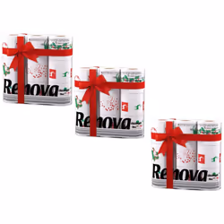 Renova White Print 2 Ply Christmas Xmas Toilet Tissue Paper Rolls (27 Rolls)