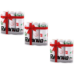 Renova White Print 2 Ply Christmas Xmas Toilet Tissue Paper Rolls (27 Rolls)