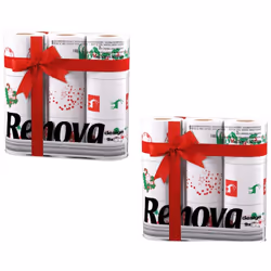 Renova White Print 2 Ply Christmas Xmas Toilet Tissue Paper Rolls (18 Rolls)