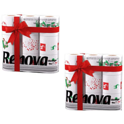 Renova White Print 2 Ply Christmas Xmas Toilet Tissue Paper Rolls (18 Rolls)