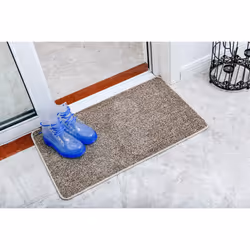 Vinsani Magic Clean Step Mat Non-Slip Backing Machine Washable Doormat Carpet Rug - Coffee - 45 X 75 cm