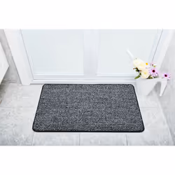 Vinsani Magic Clean Step Mat Non-Slip Backing Machine Washable Doormat Carpet Rug - Black/White - 45 X 75 cm