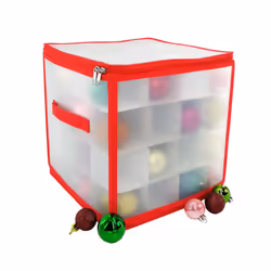 Vinsani® 64 Bauble Xmas Christmas Tree Decorations Storage Box with Zip Closure and Side Handle Brand New
