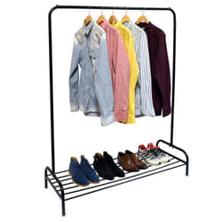 VinsaniÂ® Heavy Duty Metal Clothes Rail Stand with Single Hanging Rail and Lower Storage Shelf