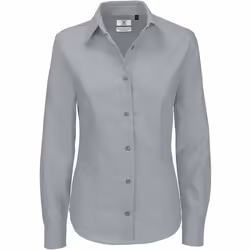 B&C Ladies Oxford Long Sleeve Shirt / Ladies Shirts & Blouses - 6XL, Silver Moon